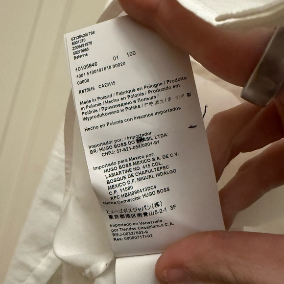 HUGO BOSS | Lace Detail Collared White Button Up Blouse - Picture 4 of 7